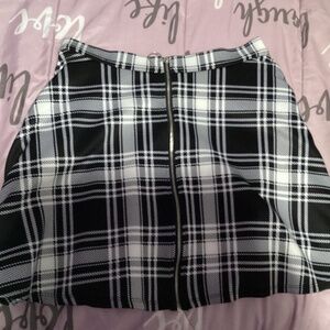 Black and white checkered skirt